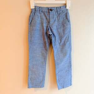 Cat & Jack Boys' Light Blue Chambray Flat Front Chino Pants Size 5